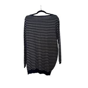 Vince Black Gray Striped 100% Cashmere Crewneck Sweater Women’s Size Small